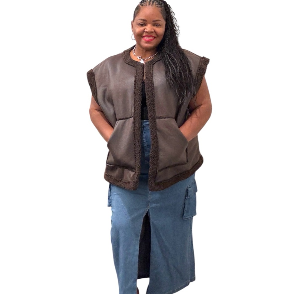Women's Plus Size Brown Vest